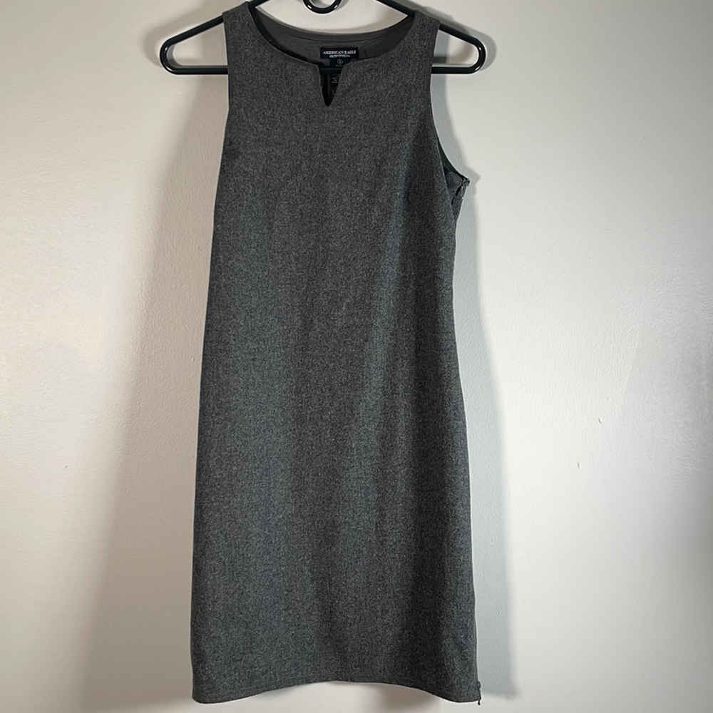 Sleeveless Gray Wool American Eagle Shift Dress